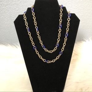 J. Crew Gold and Blue Long Necklace